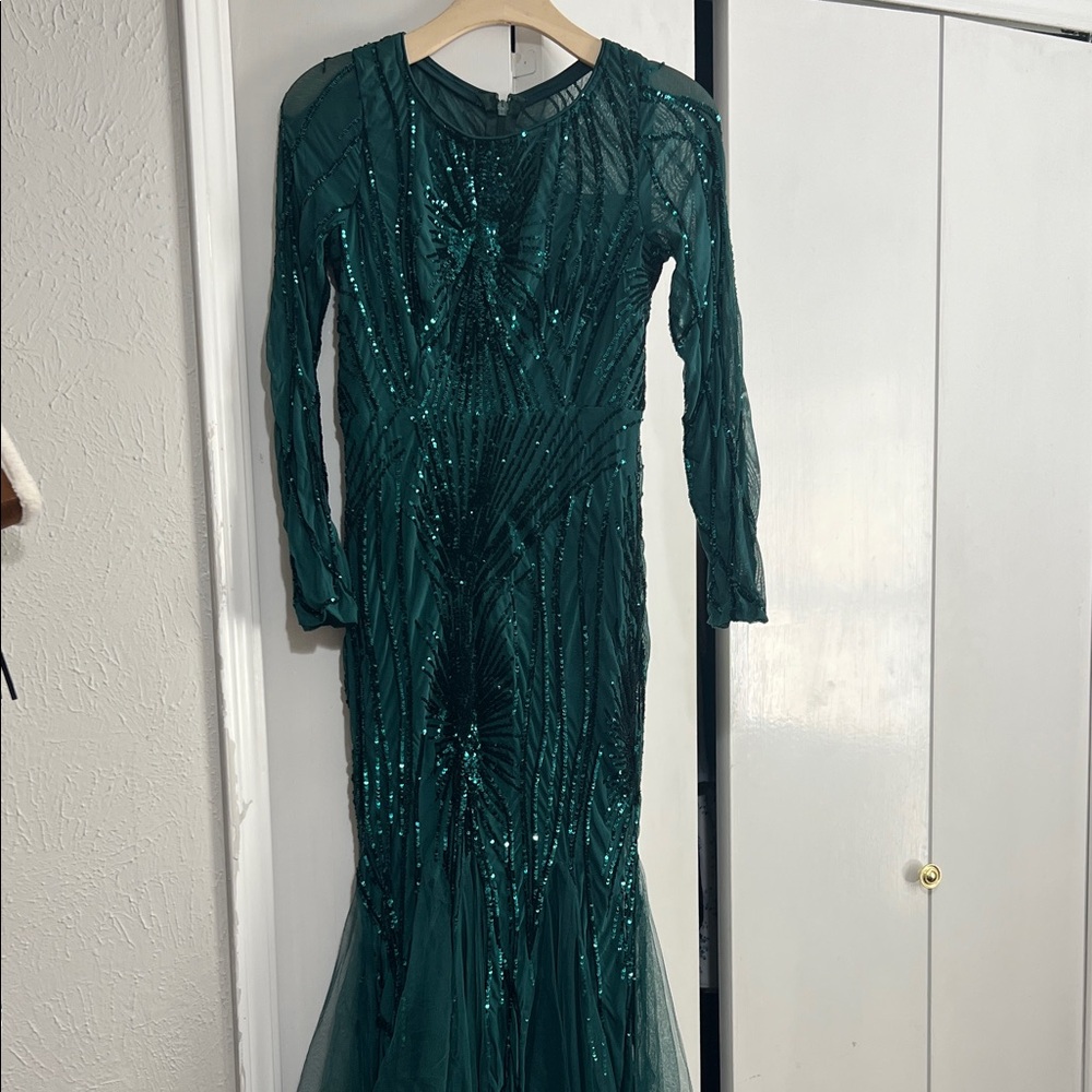 Elegant Green Sequin Gown